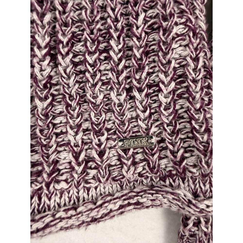 PINK Victoria's Secret Purple Marled Open Knit Cotton Sweater Small Pullover - Picture 2 of 7